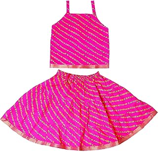 Rajasthani Ethnic Traditional Leheriya Print Lehenga Choli Baby Kid Girls (Skirt Top)