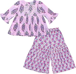 Baby Girls Floral Printed Cotton Kurti Sharara Set