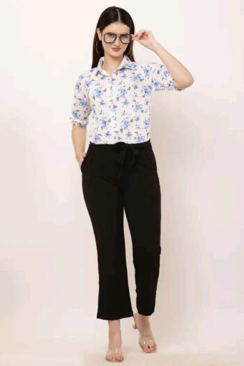 Women's Plus Size Cotton Straight Fit Casual Trousers / Pants with Pocket
