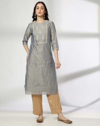 Women Embroidered Straight Kurta