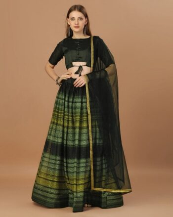 Women Printed Flared Lehenga Choli Set with Dupatta