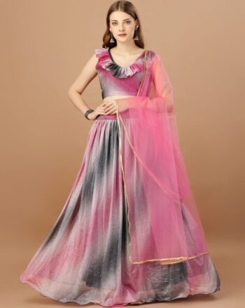 Flared Lehenga Choli Set with Dupatta