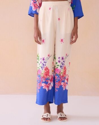 Women Floral Pleat-Front Pants