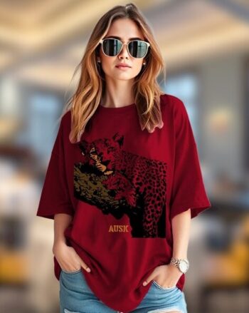 Women Oversized Fit Graphic Print Crew-Neck T-Shirt