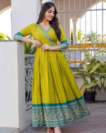 Women V-Neck Anarkali Kurta