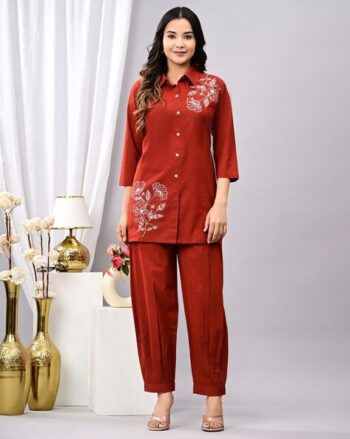Women Embroidered Shirt & Pants Set