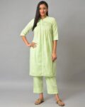 Women Schiffli Embroidered Straight Kurta & Palazzo Set