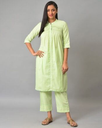 Women Schiffli Embroidered Straight Kurta & Palazzo Set