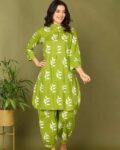 Women Leaf Print Straight Kurta & Salwars Set
