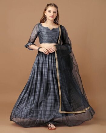 Women Striped Lehenga Choli Set with Dupatta