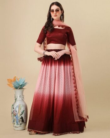Women Tie & Dye Lehenga Choli Set with Dupatta