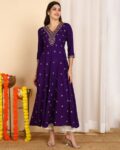 Women Yoke Embroidered Flared Kurta