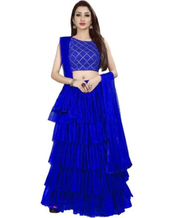 Embroidered Flared Lehenga Choli Set with Dupatta