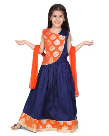 Foil Print Panelled Lehenga Set