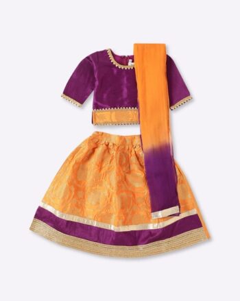 Floral Brocade Lehenga with Choli & Dupatta
