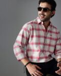 Men Windowpane Twill Checked Slim Fit Shirt