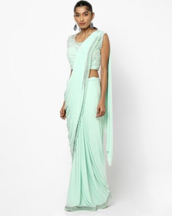 Pre-Stitched Saree with Embellished Border