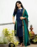 Women A-line Kurta with Pants & Dupatta