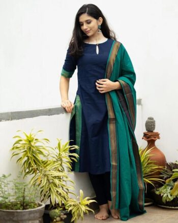 Women A-line Kurta with Pants & Dupatta