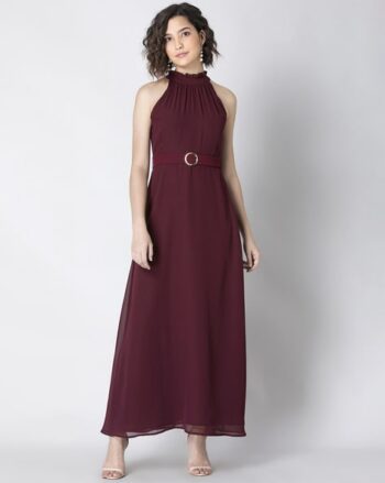 Solid Halter Neck Dress