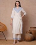 Women Embroidered 2-Piece Kurta & Palazzos Set