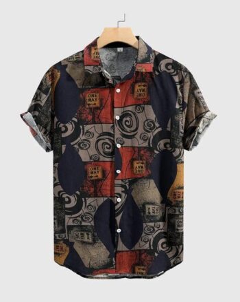 Men Printed Regular Fit Shirt with Short Sleeves