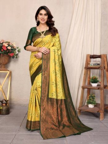 Printed, Woven, Embellished Handloom Silk Blend, Pure S...