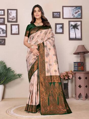 Floral Print Bollywood Pure Silk Saree