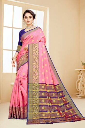 Woven, Paisley, Self Design Banarasi Cotton Silk, Pure ...