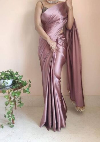 Solid/Plain Bollywood Satin, Silk Blend Saree