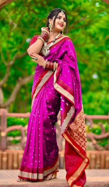 Temple Border, Applique, Embellished Sambalpuri Pure Si...