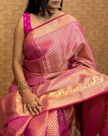 Woven, Embellished Kanjivaram Pure Silk, Art Silk Saree