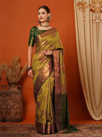 Checkered Kanjivaram Pure Silk Saree