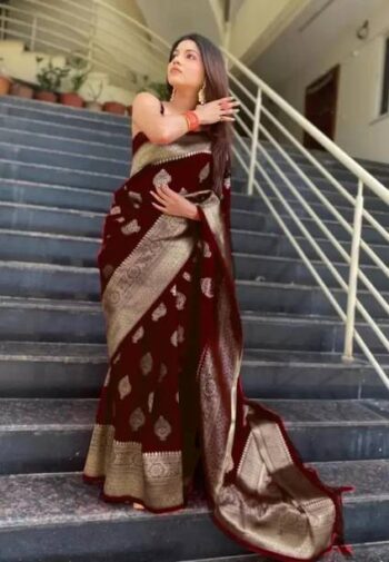 Woven Kanjivaram Crepe, Pure Silk Saree