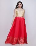 Women Chevron Woven Flared Lehenga Choli Set