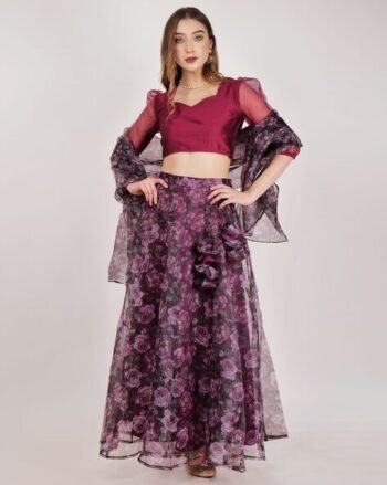 Women Floral Print A-Line Lehenga Choli with Dupatta