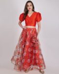 Women Flared Lehenga Choli Set with Dupatta