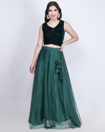 Women Net Flared Lehenga Choli Set