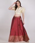 Women Chevron Border A-Line Lehenga with Blouse