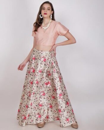 Women Floral Print Flared Lehenga & Choli Set