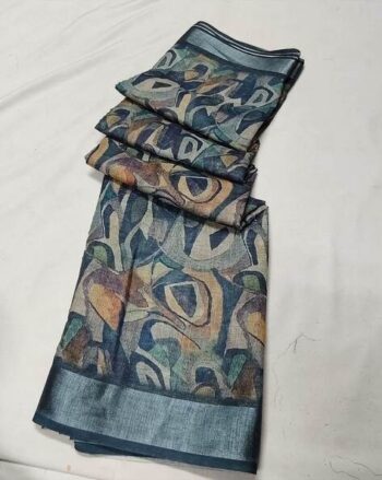 Women Printed Cotton Linen Saree