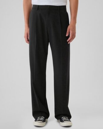 Men Solid Relaxed Fit Flat Front Trousers