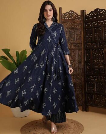 Cotton Printed Flared  Kurta Suit Set