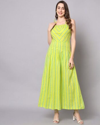 Striped Boat Neck A-line Dress