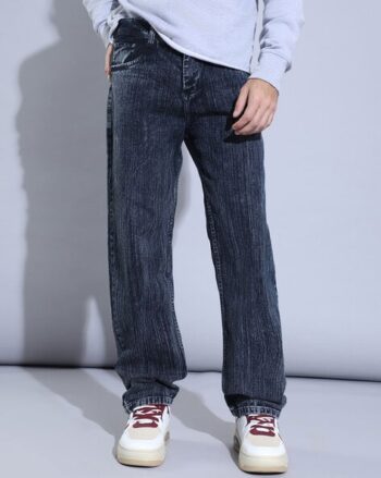 Men Lightly-Washed Straight Jeans