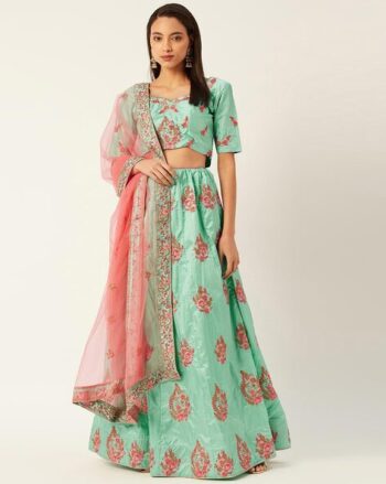 Floral Embroidered Lehenga Choli Set with Dupatta