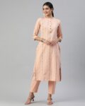 Pinstriped Straight Kurta & Pants Set