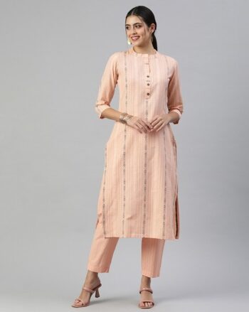 Pinstriped Straight Kurta & Pants Set