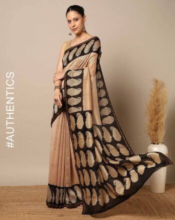 Handblock Bagru Print Chanderi Traditional Saree