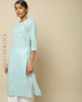 Gota Patti Embroidered Straight Cotton Kurta